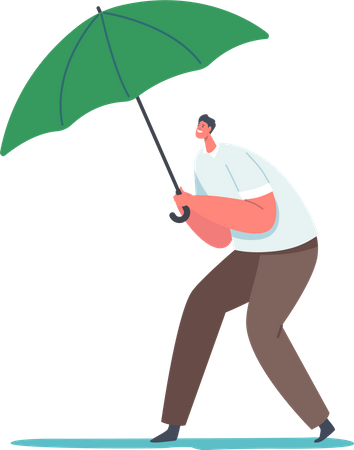 Empresario sosteniendo paraguas  Ilustración