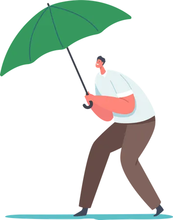 Empresario sosteniendo paraguas  Ilustración