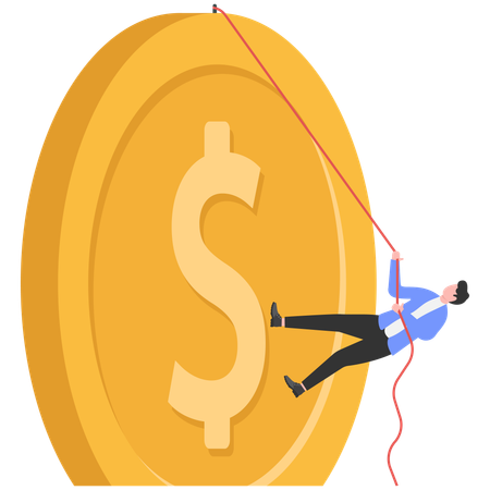 Hombre de negocios escalando dinero  Illustration