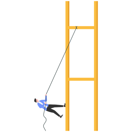 Hombre de negocios subiendo la escalera empresarial  Ilustración