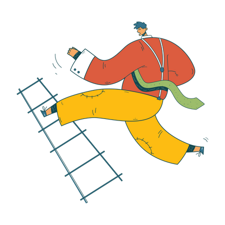 Empresário subindo escada  Ilustração