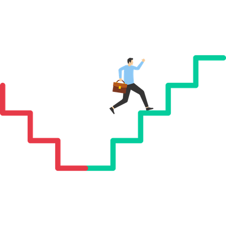 Empresário subindo a escada para um novo hábito  Ilustração