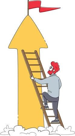Empresário subindo escadas em direção ao gol  Ilustração