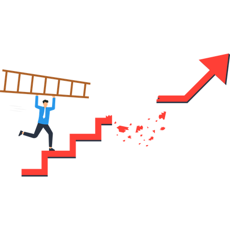 Empresario superando brechas comerciales  Ilustración