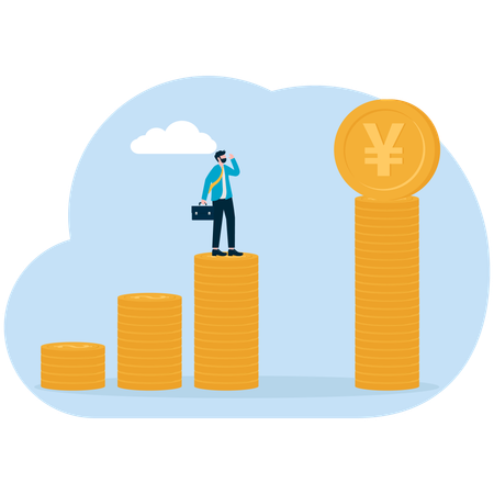 Empresário superando dificuldades financeiras  Ilustração