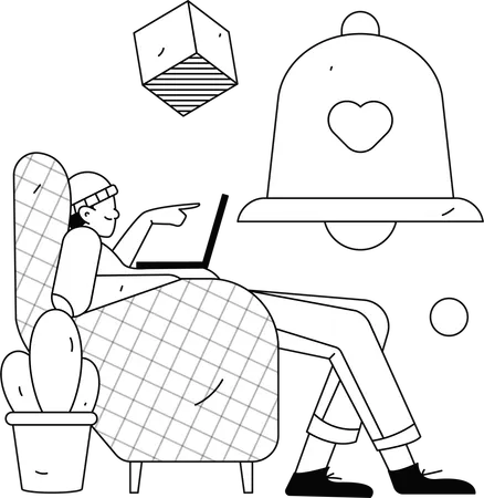 Telefone de empresário tocando devido a notificação de mensagem  Ilustração