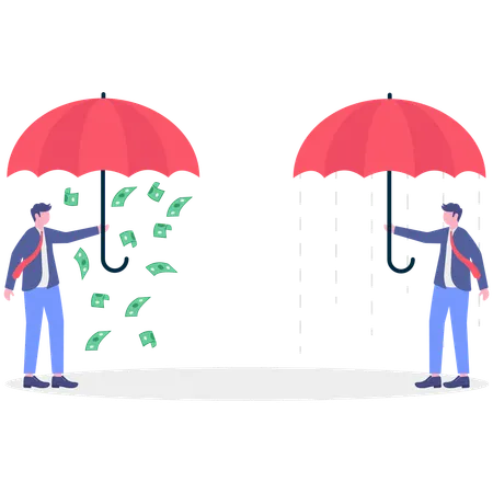 Empresário com seguro financeiro  Ilustração