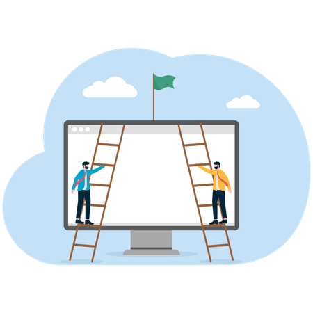 Empresário tentando atingir meta de negócios  Ilustração