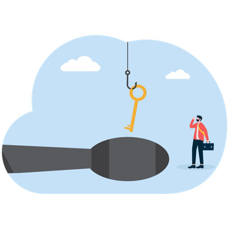 Empresário tentando encontrar o caminho para o sucesso  Ilustração