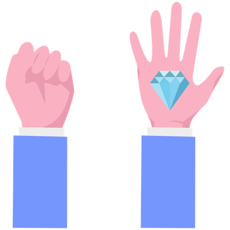 Empresário tentando encontrar pedra preciosa  Ilustração