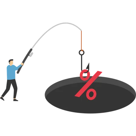 Empresário tentando pegar ofertas de desconto de venda  Ilustração