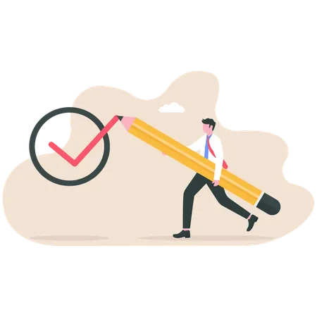El hombre de negocios marca el trabajo empresarial  Ilustración