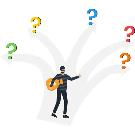 Hombre de negocios realizando el proceso de toma de decisiones  Ilustración