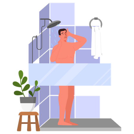 Empresario tomando una ducha matutina  Ilustración