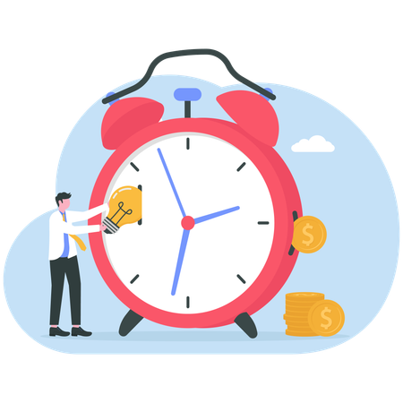Empresario trabajando en gestión del tiempo  Ilustración