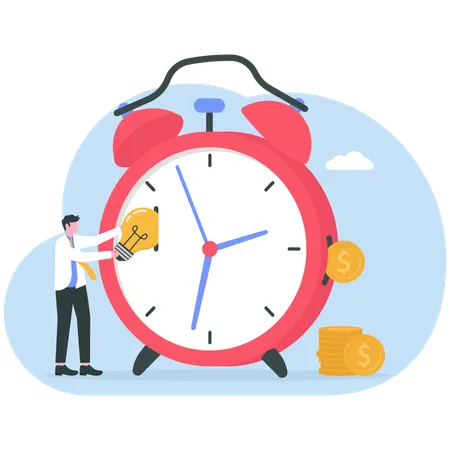 Empresario trabajando en gestión del tiempo  Ilustración