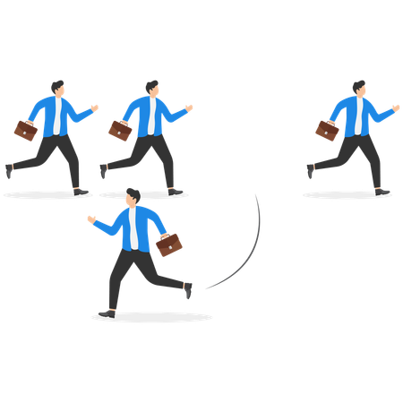 Hombre de negocios trabajando con diferentes ideas de negocio Directo al éxito  Ilustración