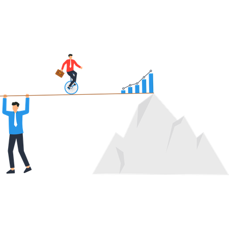 Hombre de negocios trabajando con gráficos de negocios  Ilustración