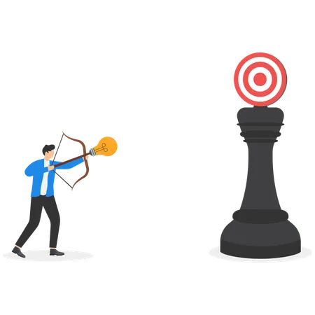 Empresario trabajando con planificación estratégica para lograr objetivos  Ilustración