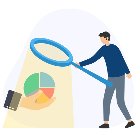Hombre de negocios trabajando en análisis de mercado  Ilustración