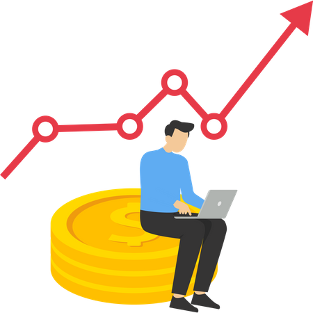 Empresario trabajando en el crecimiento financiero  Ilustración