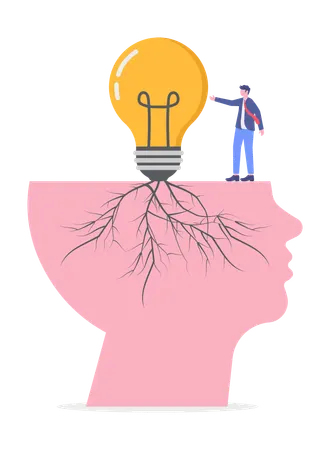 Hombre de negocios trabajando en el crecimiento de una idea  Ilustración