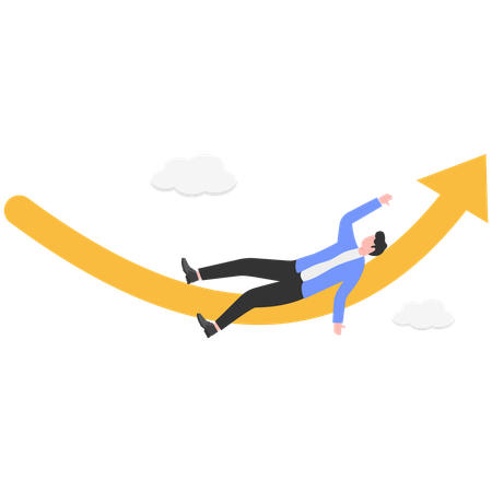 Hombre de negocios trabajando en un gráfico de crecimiento empresarial  Illustration