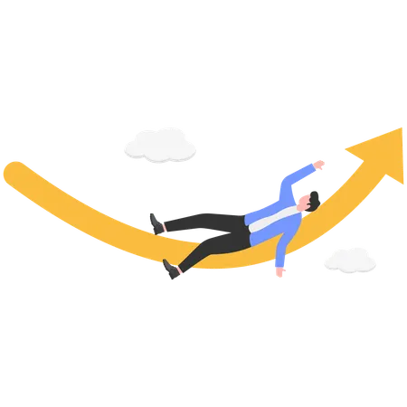 Hombre de negocios trabajando en un gráfico de crecimiento empresarial  Illustration