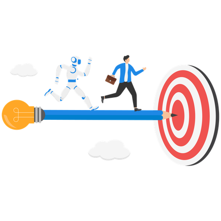 Empresario trabajando en objetivo empresarial  Ilustración