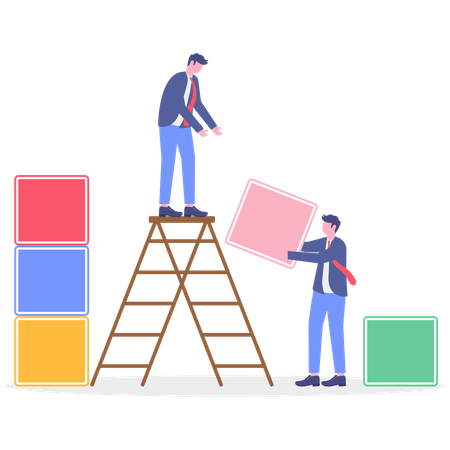 Hombre de negocios trabajando en equipo  Ilustración