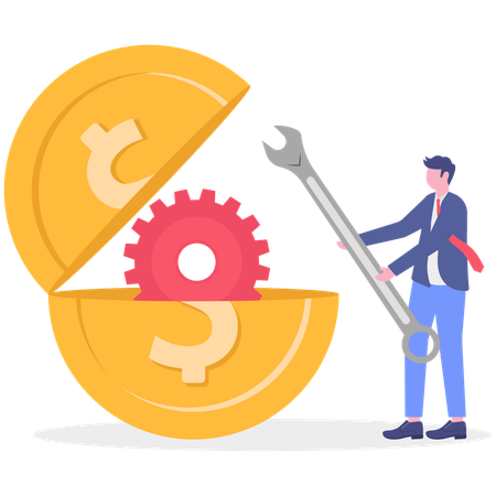Empresario trabajando en estrategias financieras  Ilustración