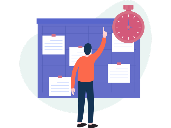 Empresario trabajando en gestión de tareas  Ilustración