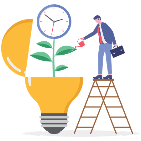Empresario trabajando en gestión del tiempo  Illustration