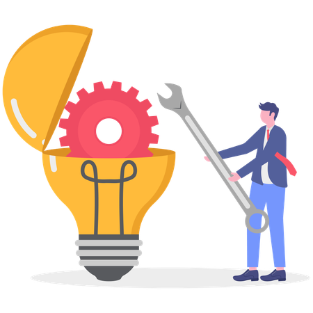 Hombre de negocios trabajando en ideas creativas  Ilustración