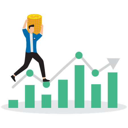 Hombre de negocios trabajando en un gráfico de inversión  Ilustración