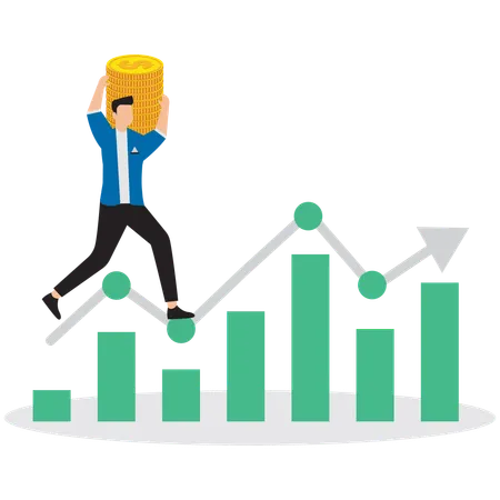 Hombre de negocios trabajando en un gráfico de inversión  Ilustración