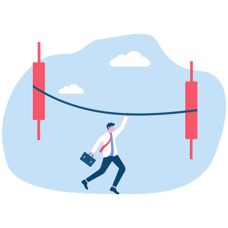 Hombre de negocios trabajando en un gráfico de inversión  Ilustración