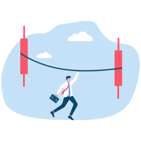 Hombre de negocios trabajando en un gráfico de inversión  Ilustración