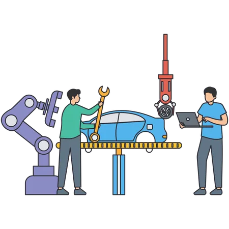 Hombre de negocios trabajando en la industria manufacturera  Ilustración