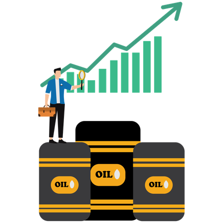 Empresario trabajando en la industria petrolera  Ilustración