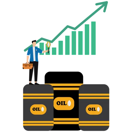 Empresario trabajando en la industria petrolera  Ilustración