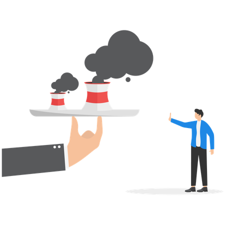 Empresario trabajando en la prohibición de la contaminación  Illustration