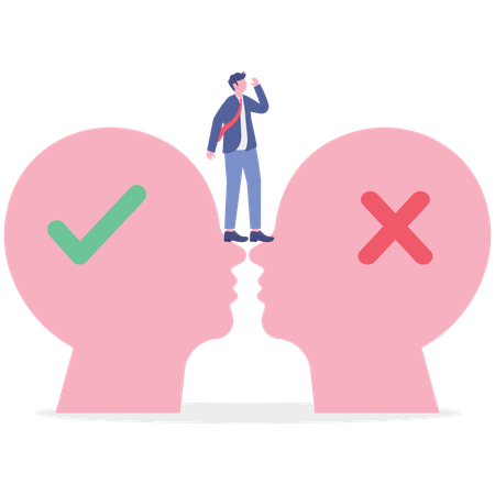 Hombre de negocios trabajando en la toma de decisiones  Ilustración