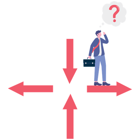Hombre de negocios trabajando en la toma de decisiones  Ilustración