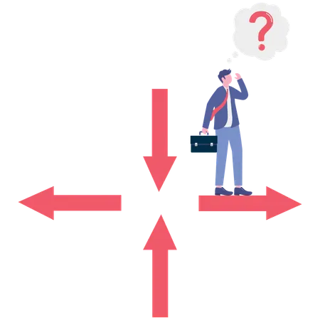Hombre de negocios trabajando en la toma de decisiones  Ilustración