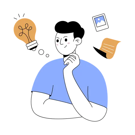 Hombre de negocios trabajando en el pensamiento estratégico  Ilustración