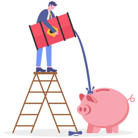 Hombre de negocios trabajando en el negocio ahorrando  Ilustración