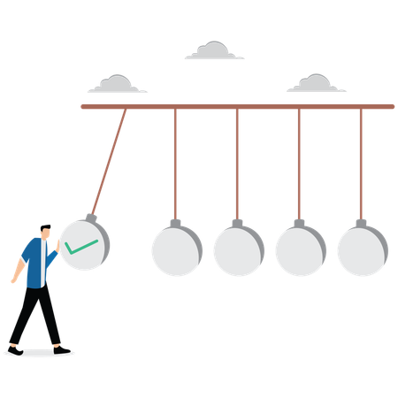 Hombre de negocios trabajando en la casilla de verificación de negocios  Ilustración