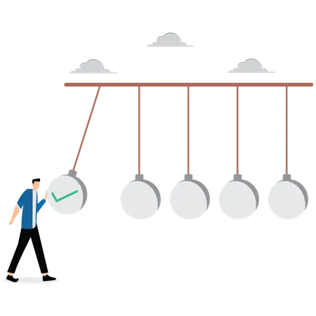 Hombre de negocios trabajando en la casilla de verificación de negocios  Ilustración