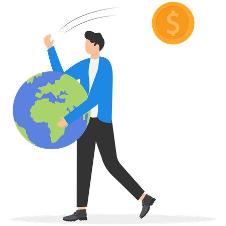 Empresario trabajando en negocios sostenibles  Ilustración